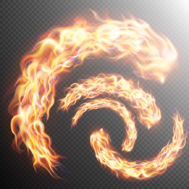 Conjunto de llamas de fuego realistas.