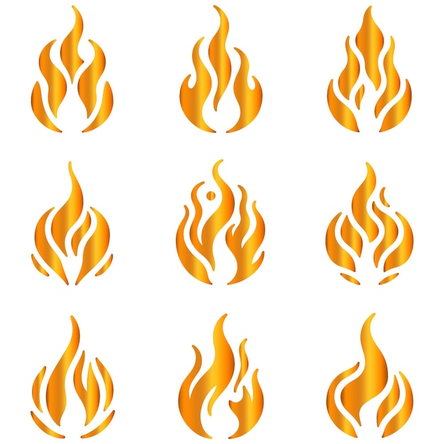 Conjunto de llamas de fuego con varios diseños