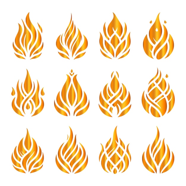Conjunto de llamas de fuego con varios diseños