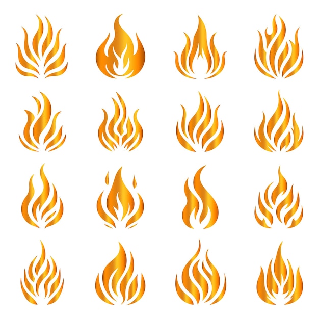 Conjunto de llamas de fuego con varios diseños