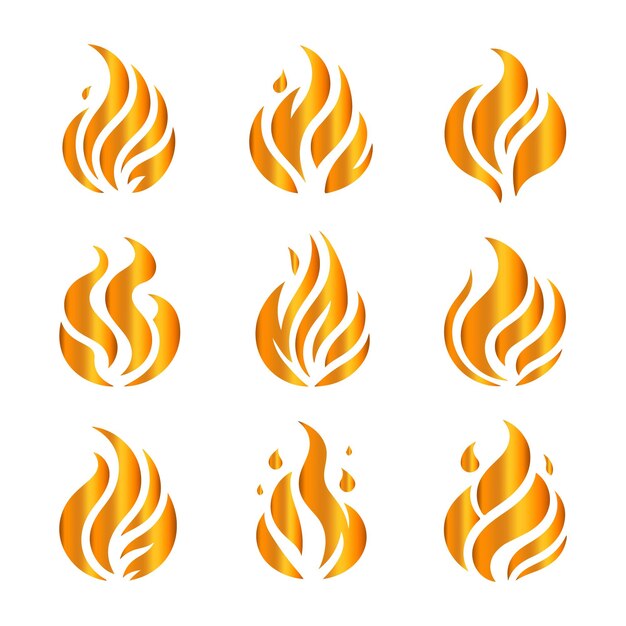 Conjunto de llamas de fuego con varios diseños