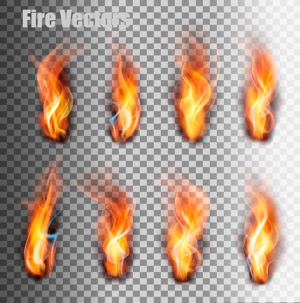 Vector conjunto de llamas de fuego. vector.