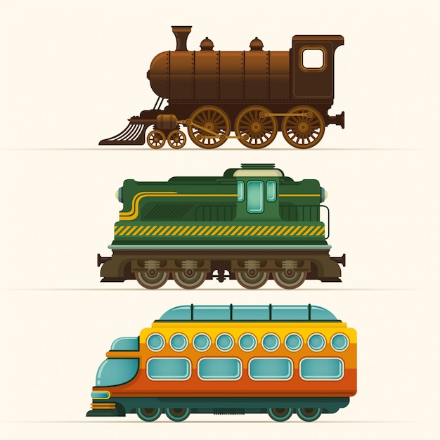 Vector conjunto de locomotoras