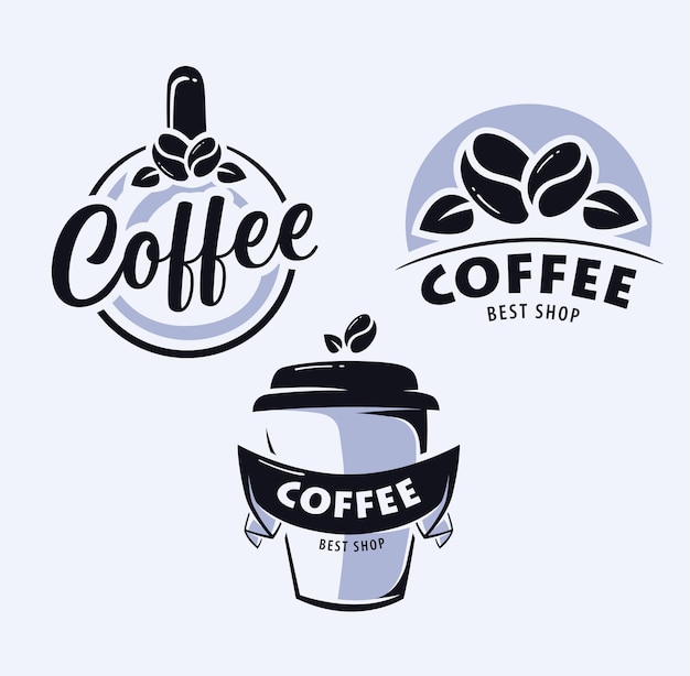 Conjunto de logo de café