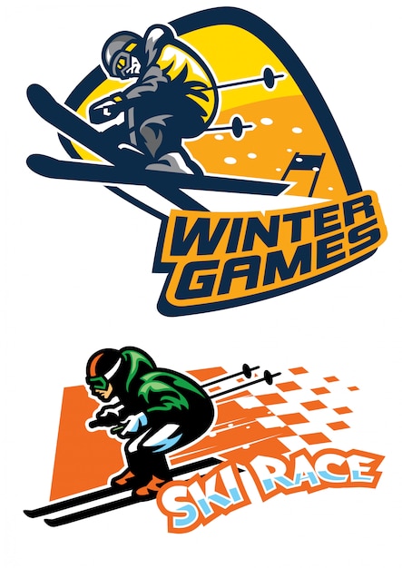 Conjunto de logo de deporte de esquí