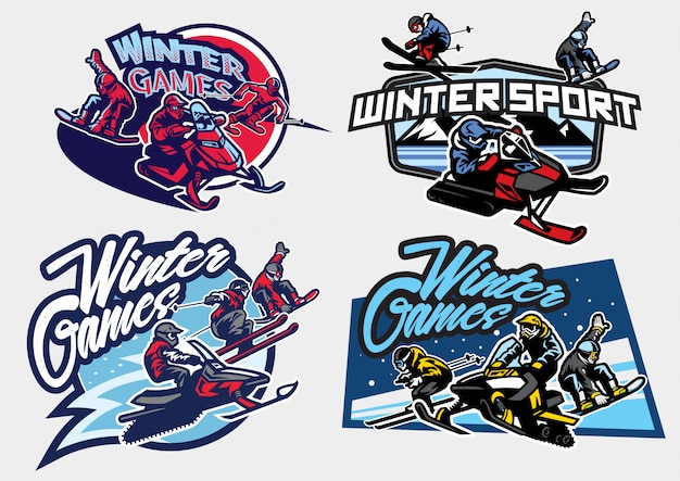 Conjunto de logo de juegos de deportes de invierno