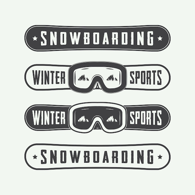 Vector conjunto de logo de snowboard