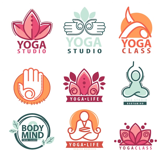 Conjunto de logo de yoga y meditación.