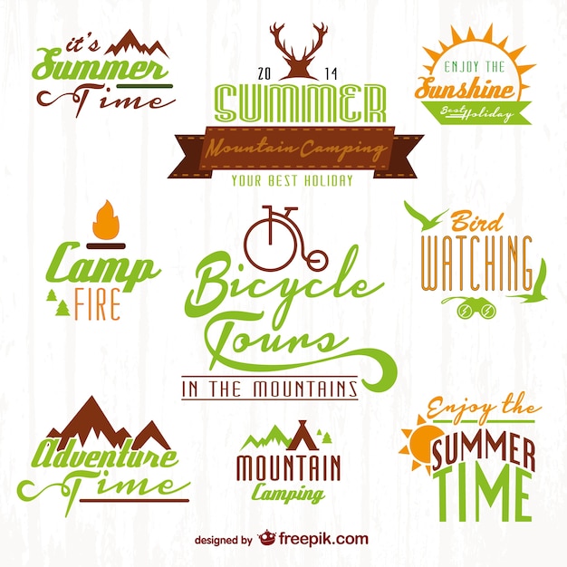 Vector conjunto de logos de aventuras en la naturaleza