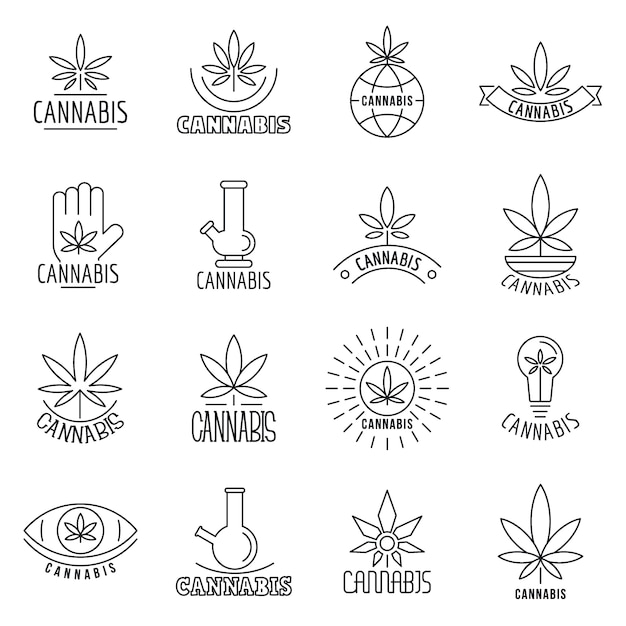 Conjunto de logos de cannabis.