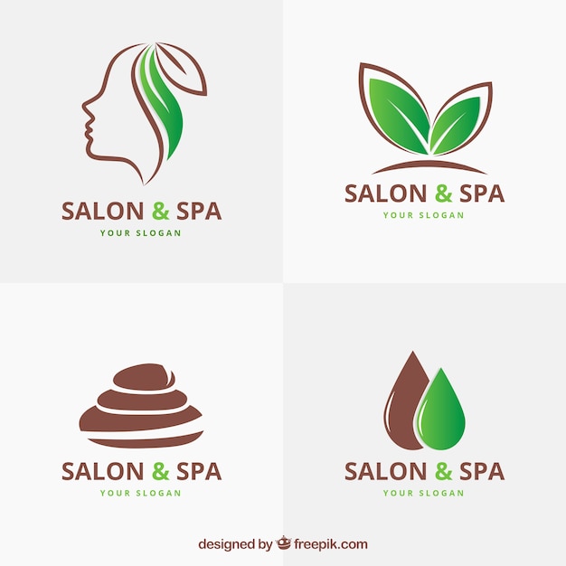 Conjunto de logos de centros de spa en estilo plano