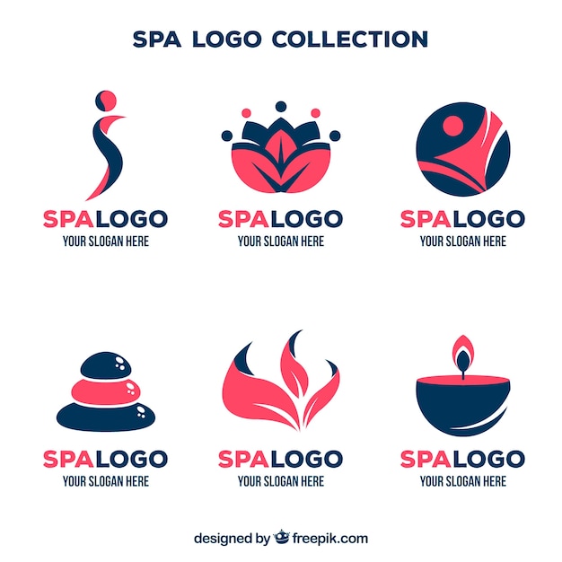 Conjunto de logos de centros de spa en estilo plano