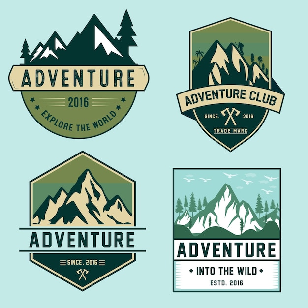 Un conjunto de logos para el club de aventuras.