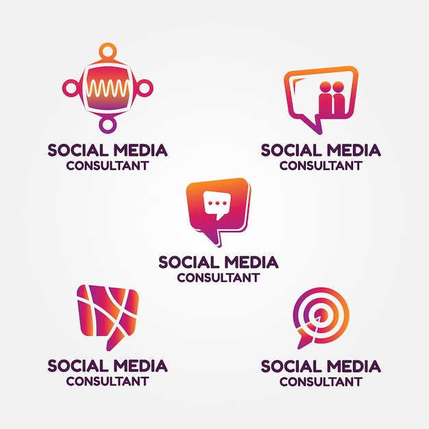 Vector conjunto de logos de consultor de redes sociales