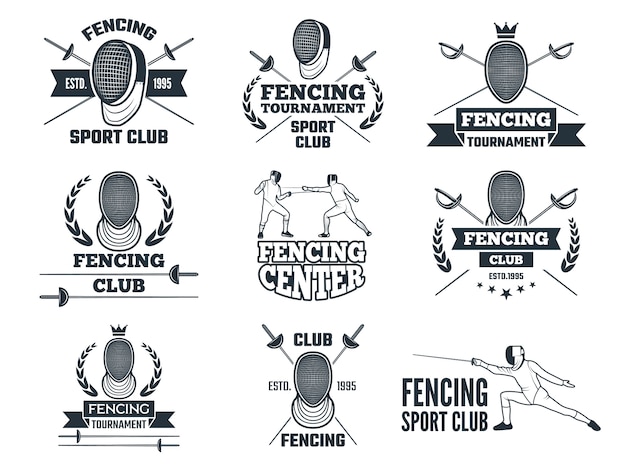 Conjunto de logos para deporte de esgrima.