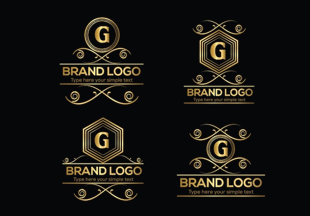 Un conjunto de logos dorados para una marca.