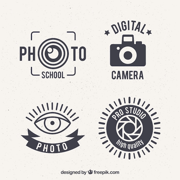 Conjunto de logos de fotografía en color negro