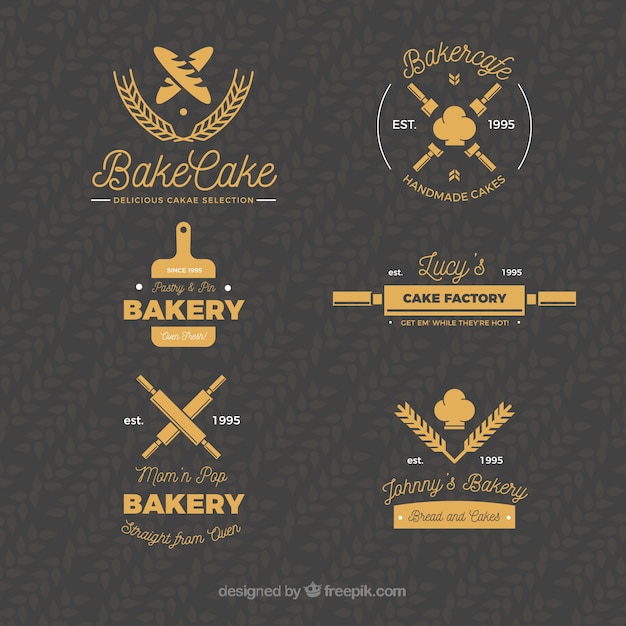 Conjunto de logos de panadería en estilo plano