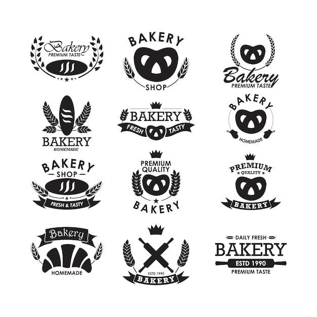 Un conjunto de logos para panadería y panadería.