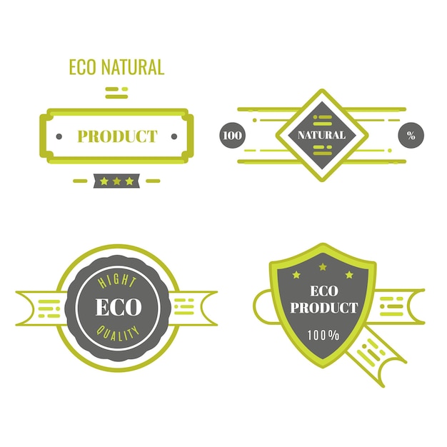 Un conjunto de logos para productos ecológicos.