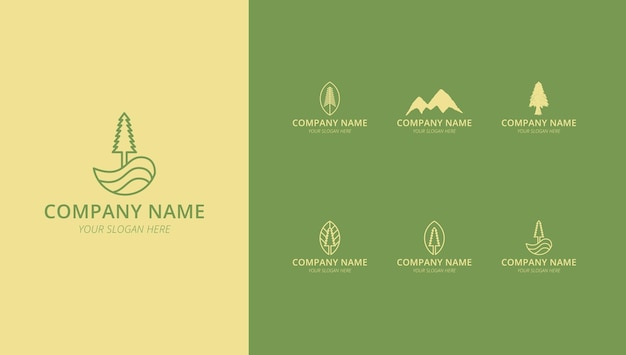 Conjunto de logotipo al aire libre de naturaleza simple
