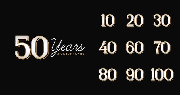 Conjunto de logotipo de aniversario con estilo elegante para invitación de momento feliz o tarjeta de felicitación