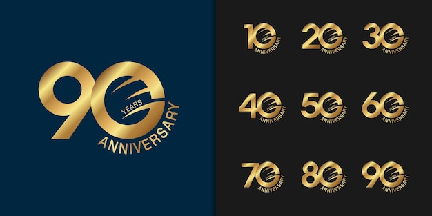 Conjunto de logotipo de aniversario premium Diseño de emblema de celebración de aniversario de oro para el perfil de la empresa folleto revista folleto web banner invitación o tarjeta de felicitación