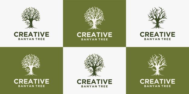 conjunto El logotipo del árbol es un símbolo de árbol exuberante de vida, belleza, crecimiento, jardinería o negocios ecológicos.