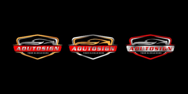 Conjunto de logotipo automotriz. concesionarios de coches vectoriales, detallando y modificación ilustración del concepto de diseño de logotipo