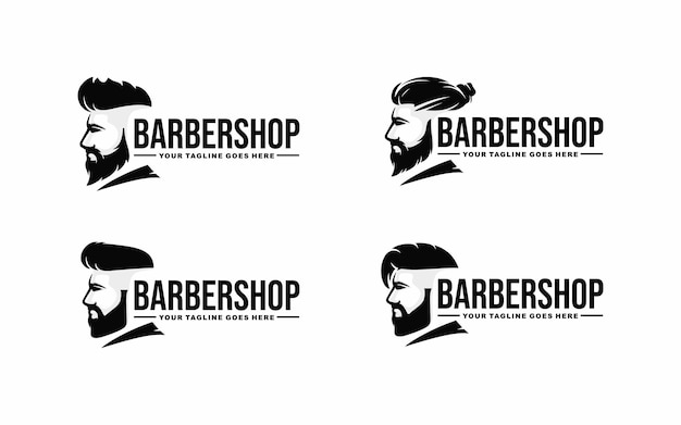 Conjunto de logotipo de barbería