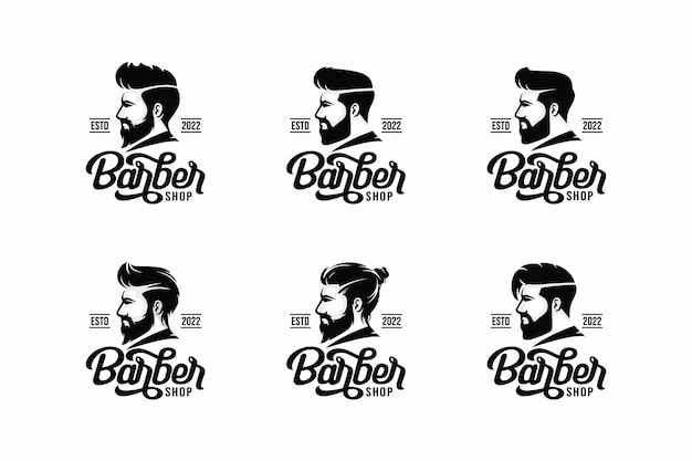 Conjunto de logotipo de barbería