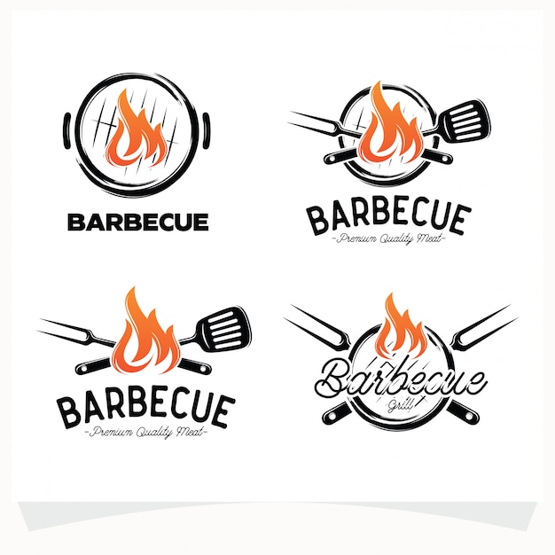 Conjunto de logotipo de bbq steak grill house