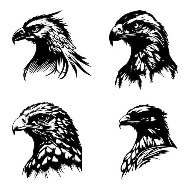 Vector conjunto de logotipo de cabeza de águila, ilustración de vector de cara de águila. diseño de tatuaje de águila