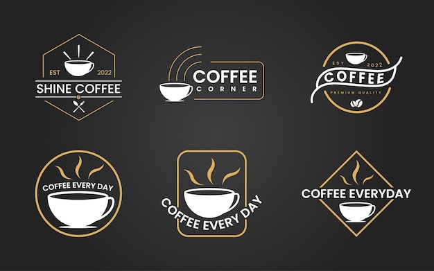 Vector conjunto de logotipo de café creativo y plantilla de signo de icono