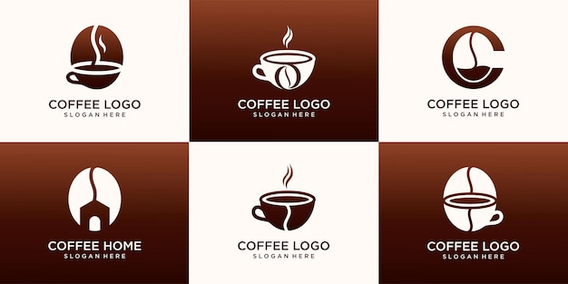 Conjunto de logotipo de café, logotipo de casa de café y logotipo de punto de café.Ilustración de vector.