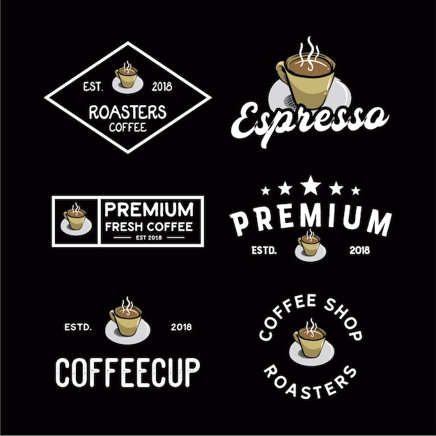 Vector conjunto de logotipo de café