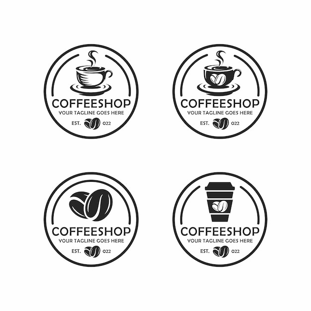 Conjunto de logotipo de cafetería