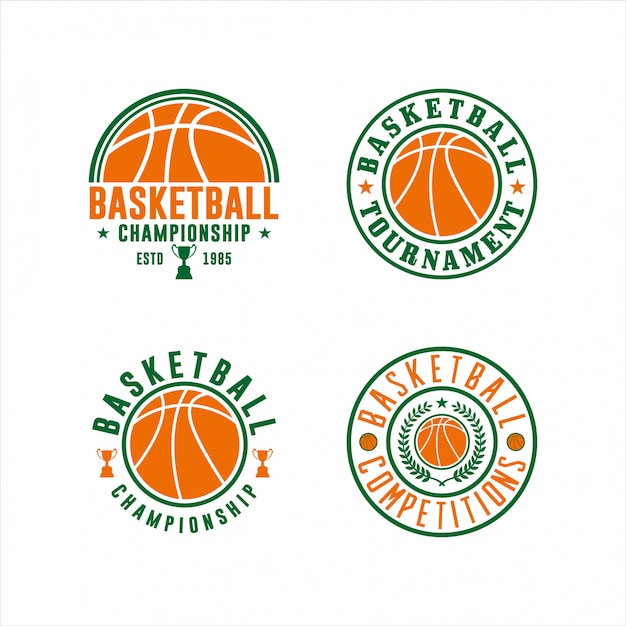 Conjunto de logotipo de campeonato de baloncesto