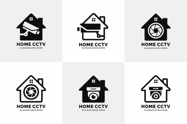 Conjunto de logotipo de CCTV en casa