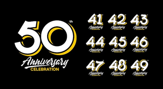 conjunto de logotipo de celebración de aniversario. 41 a 50