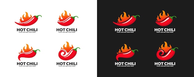 Vector conjunto de logotipo de chile picante