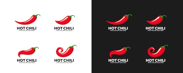 conjunto de logotipo de chile rojo