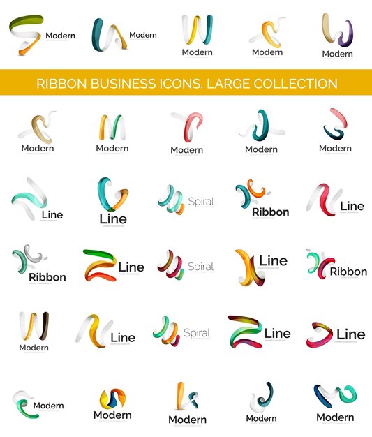 Conjunto de logotipo de cinta de línea vectorial