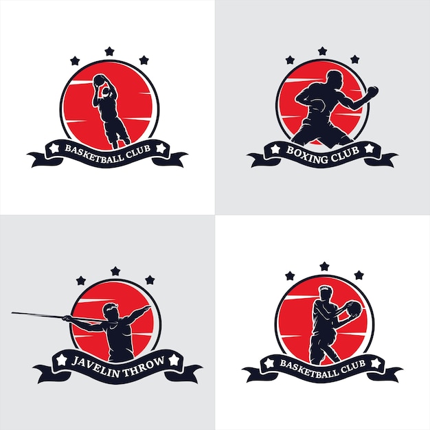 Conjunto de logotipo del club de campeones de boxeo de la academia de lucha