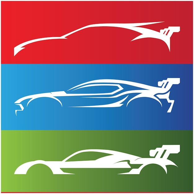 Conjunto de logotipo de coche de carreras creativo con plantilla de eslogan