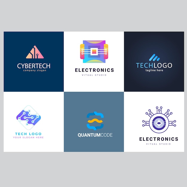 conjunto de logotipo de la compañía Logotipo de la colección Mega Abstracto logotipo de negocio geométrico con estilo de gradiente