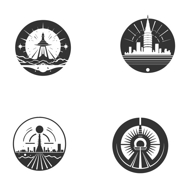 conjunto de logotipo de comunicación logotipo negro y fondo blanco vector vector e ilustración