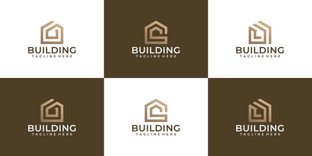 Conjunto de logotipo de construcción