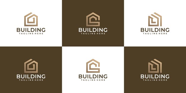 Conjunto de logotipo de construcción