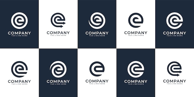 Conjunto de logotipo corporativo letra e